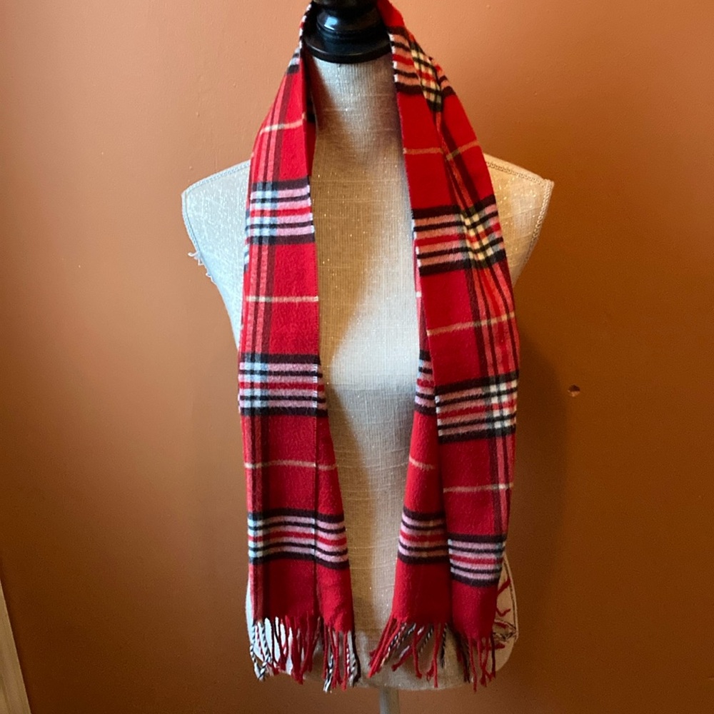 V. FRAAS red plaid cashmink scarf - Made in Germany